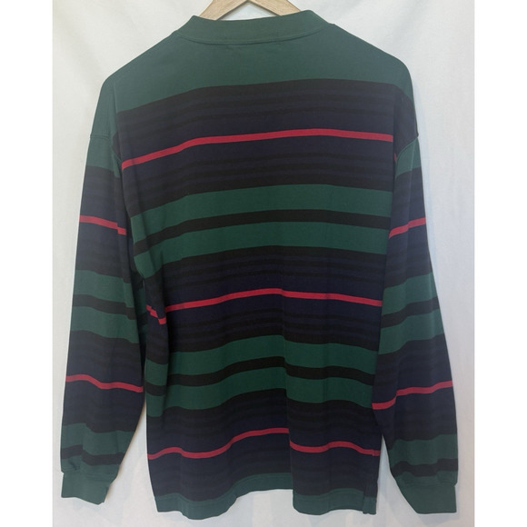 Vintage Knights of the Round Table Mens Striped Henley Polo Size L Rugby Preppy - Picture 7 of 9